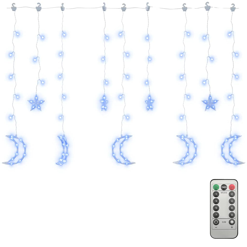 Vidaxl lichtslinger ster en maan afstandsbediening 138 led's blauw