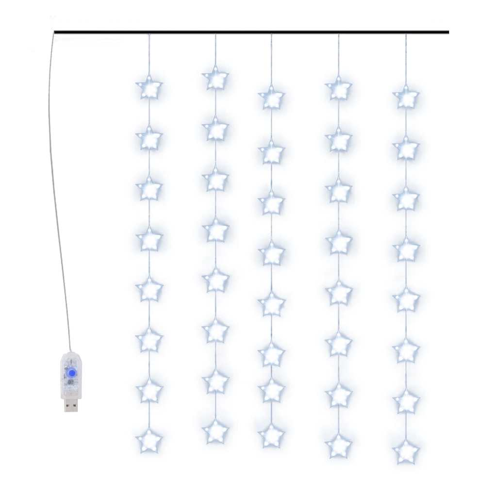 Vidaxl lichtgordijn blauw sterren met 200 led's en 8 functies