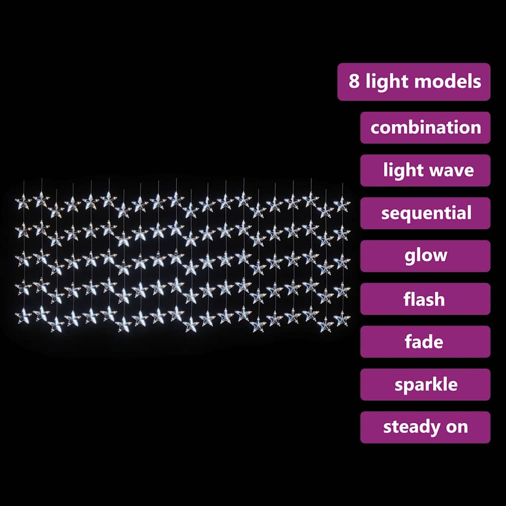 Vidaxl lichtsnoer sterren met 500 led's en 8 functies koudwit