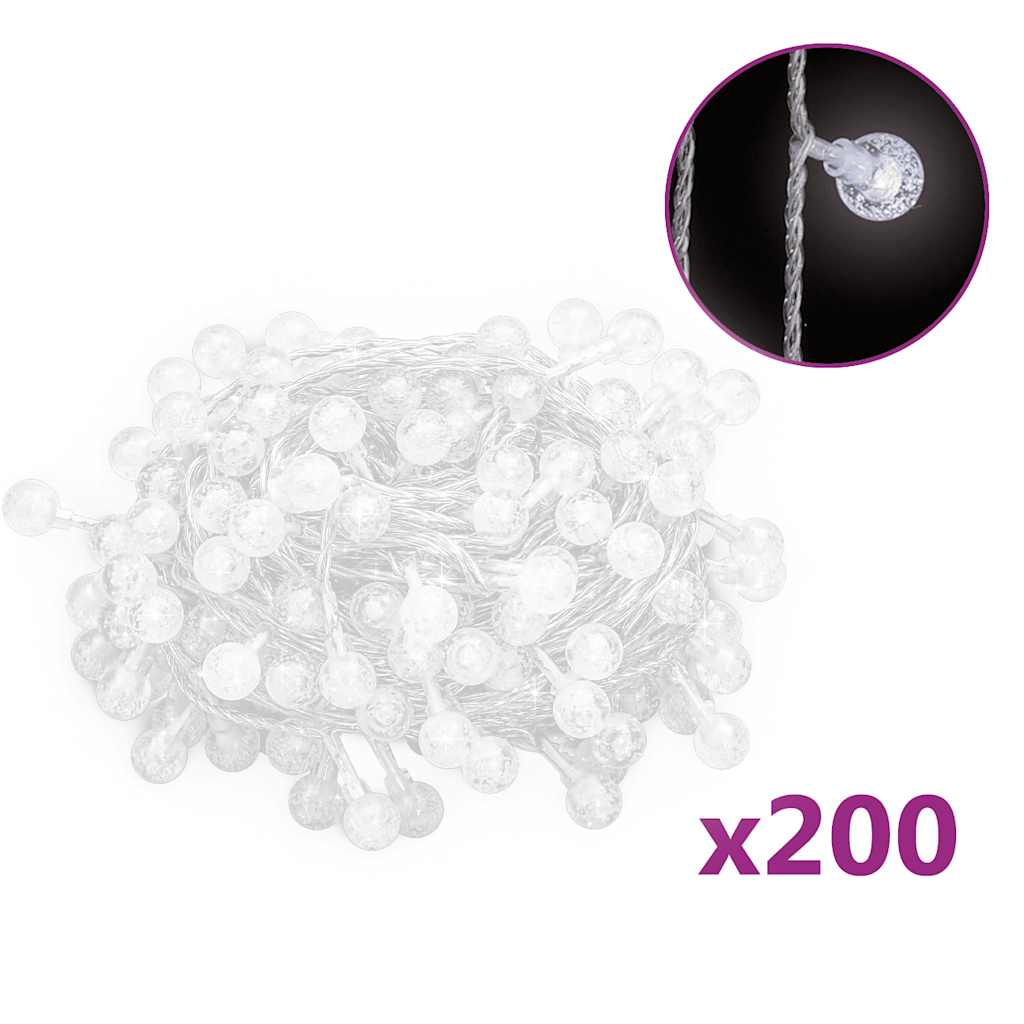 Vidaxl lichtsnoer met 200 led's 8 functies koudwit 20 m
