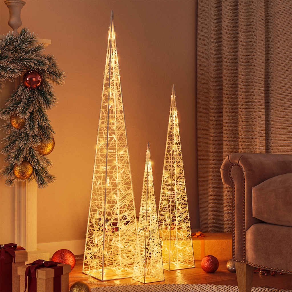 VidaXL Lichtkegelset decoratief LED warmwit 60 90 120 cm acryl