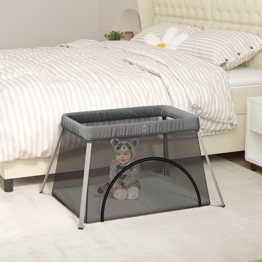 Vidaxl babybox met matraslinnen donkergrijs