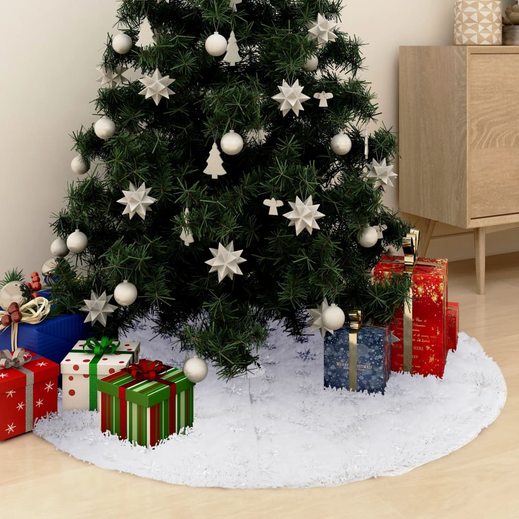 Vidaxl luxe kerstboomrok wit 122 cm imitatiebont