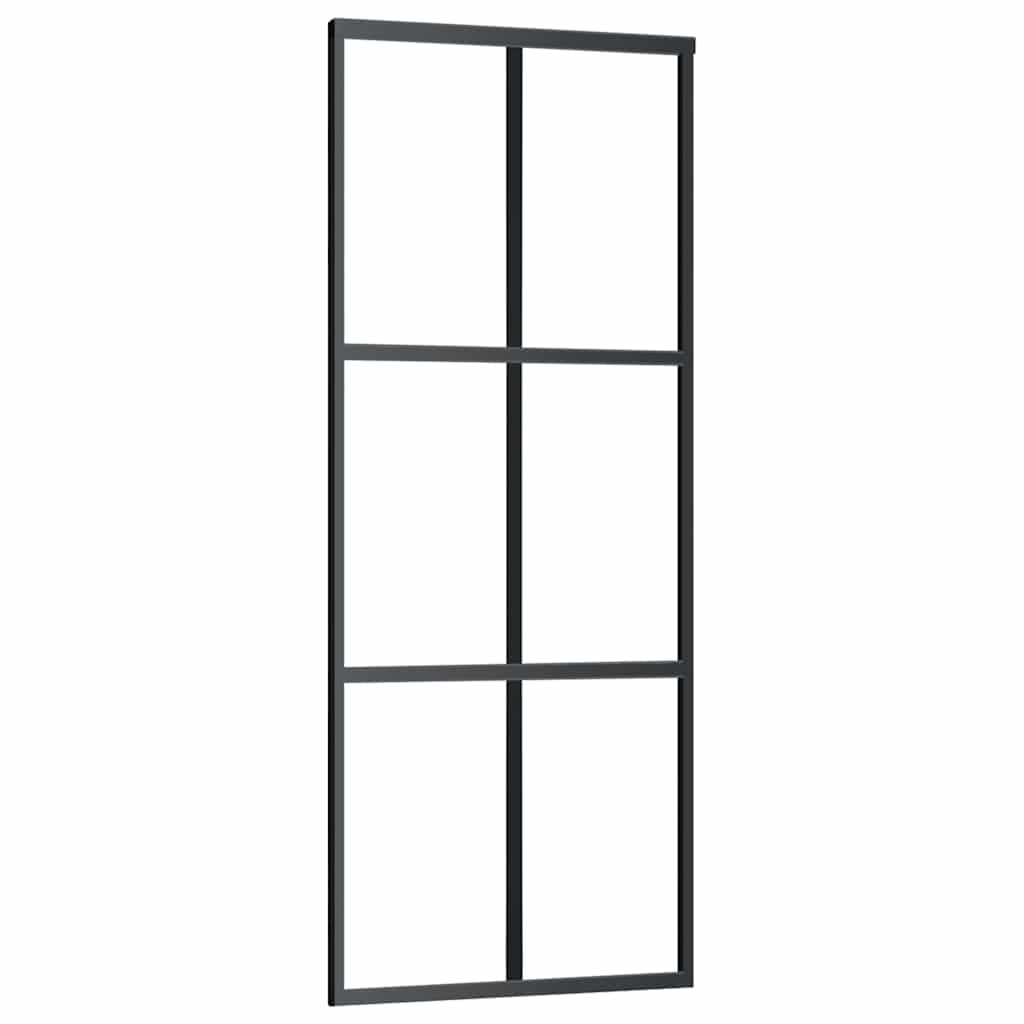 Vidaxl schuifdeur 76x205 cm esg-glas en aluminium zwart
