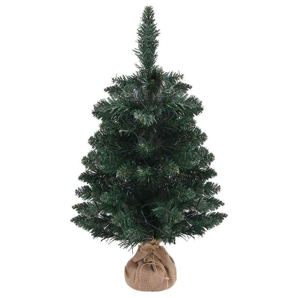 Vidaxl kunstkerstboom met verlichting en standaard 60 cm pvc groen