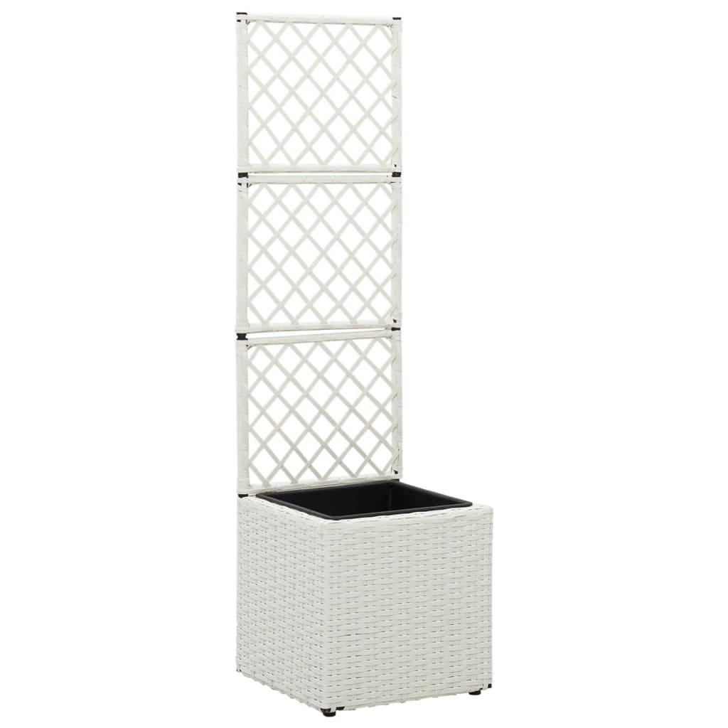 VidaXL Latwerkplantenbak ingezoomd met 1 pot 30x30x107 cm rotan wit