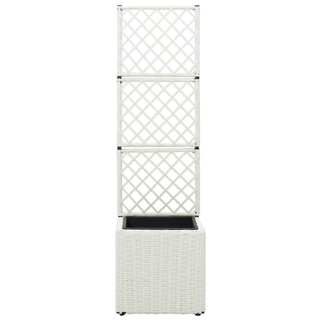 VidaXL Latwerkplantenbak ingezoomd met 1 pot 30x30x107 cm rotan wit