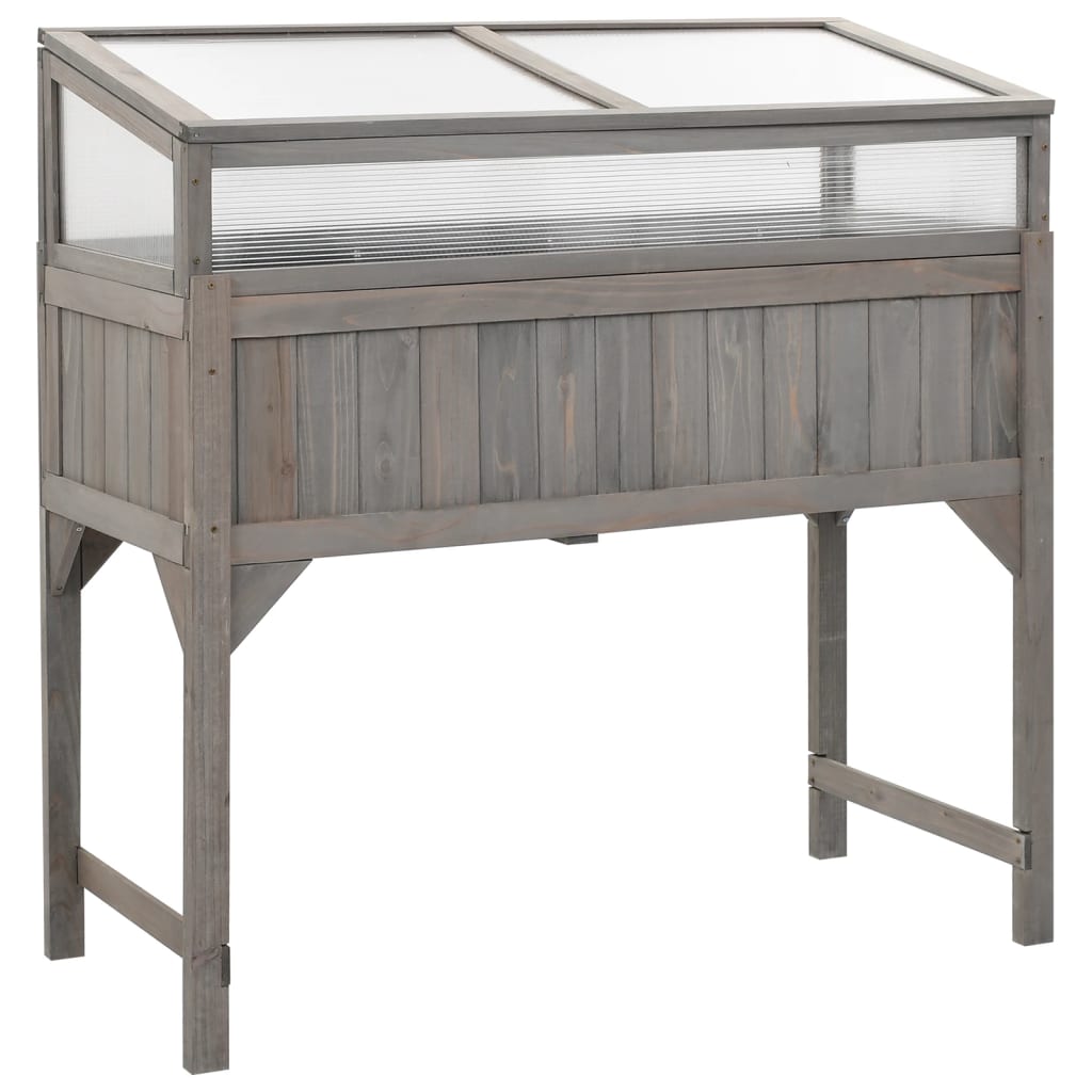 Vidaxl plantenbak verhoogd met kas 110x54x120 cm massief vuurhout