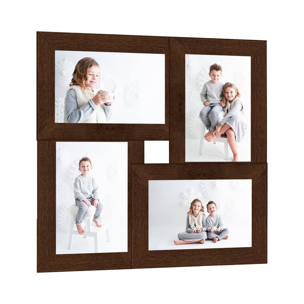 Vidaxl fotolijst voor 4x(13x18 cm) foto mdf donkerbruin
