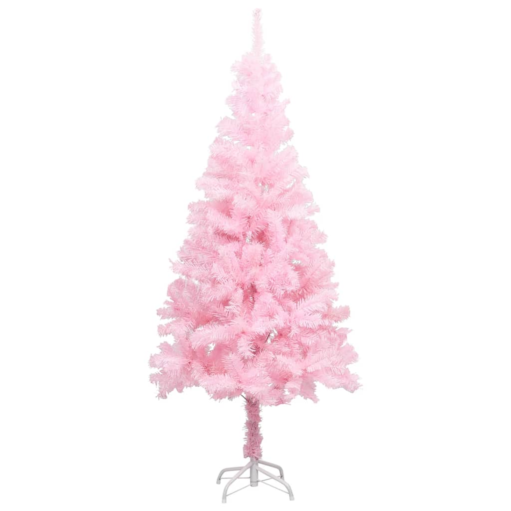 VidaXL Kunstkerstboom met verlichting en kerstballen 120 cm PVC roze
