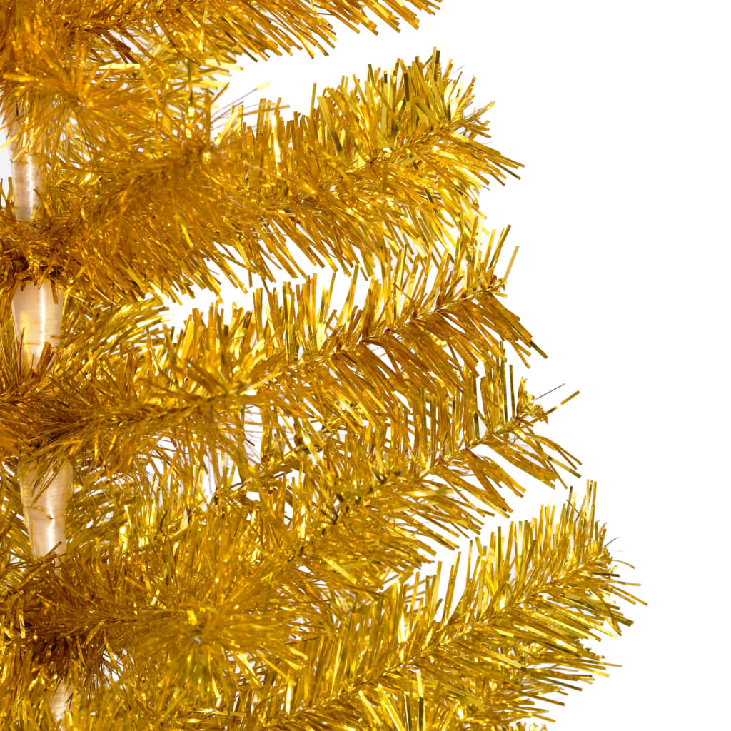 VidaXL Kunstkerstboom met verlichting en kerstballen 210 cm PET goud