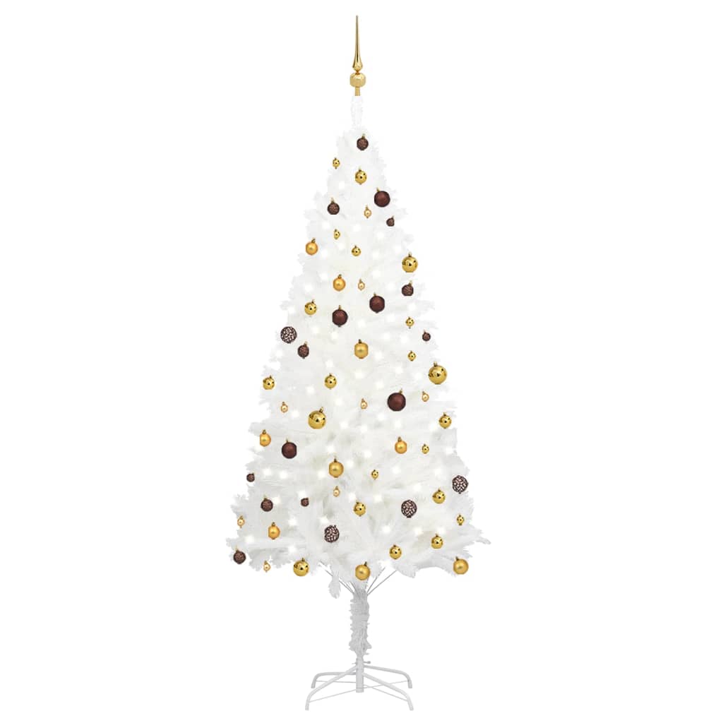 VidaXL Kunstkerstboom met verlichting en kerstballen 240 cm wit