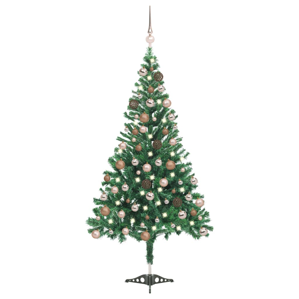 VidaXL Kunstkerstboom met verlichting en kerstballen 230 takken 120 cm