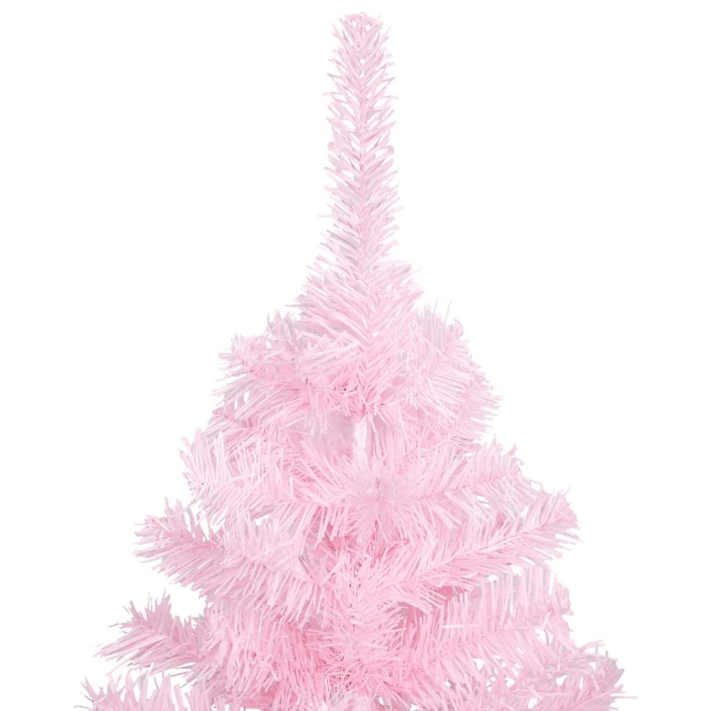 Vidaxl kunstkerstboom met verlichting en kerstballen 120 cm pvc roze