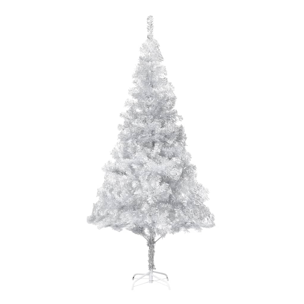 VidaXL Kunstkerstboom met verlichting en kerstballen 210 cm PET zilver