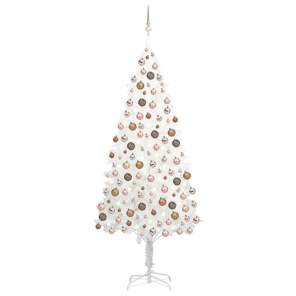 VidaXL Kunstkerstboom met verlichting en kerstballen 240 cm wit