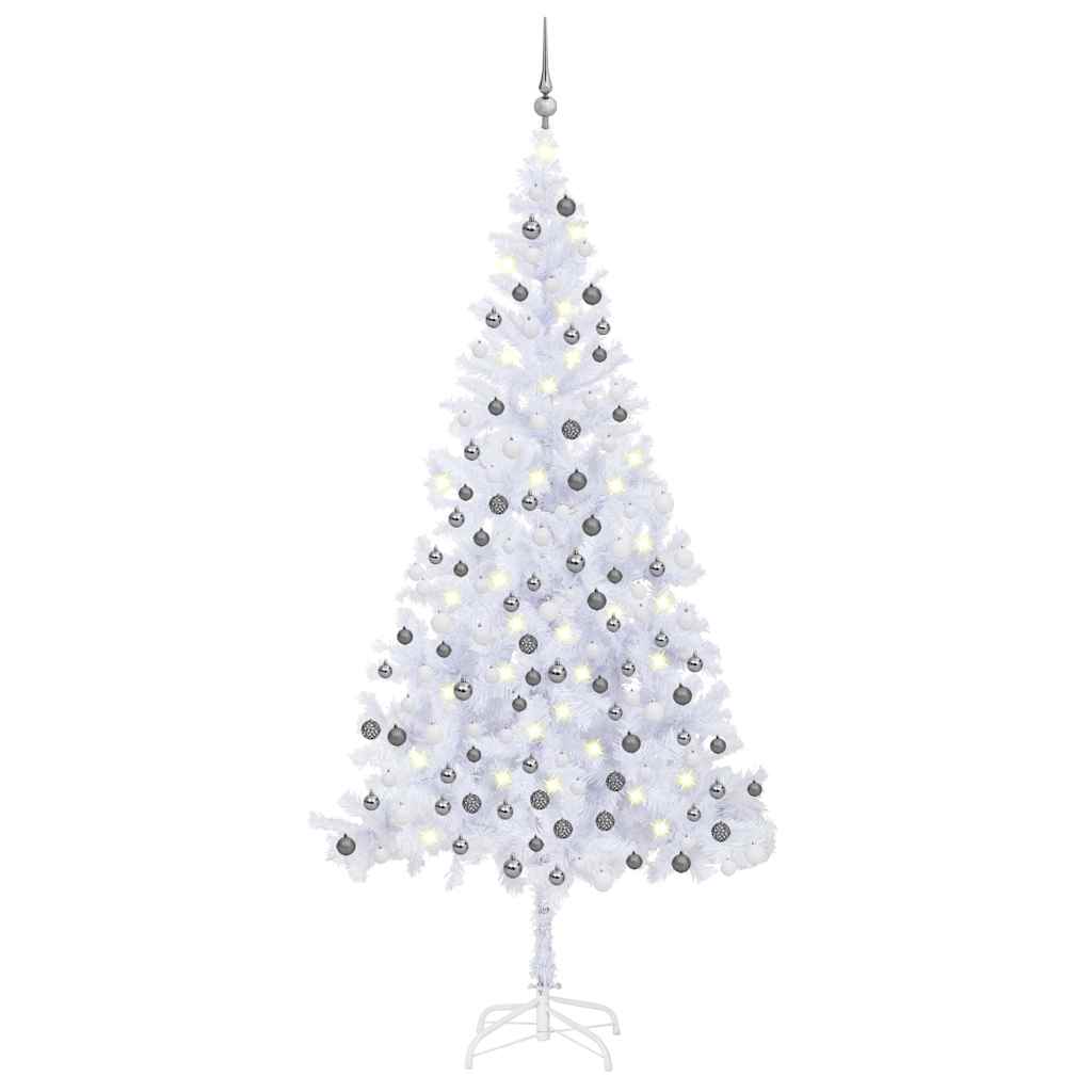 Vidaxl kunstkerstboom met verlichting en kerstballen 910 takken 210 cm