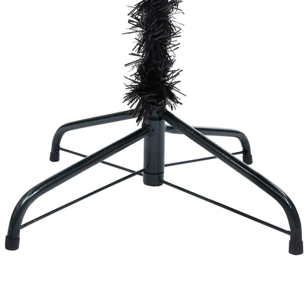 VidaXL Kunstkerstboom met verlichting en kerstballen 210 cm PVC zwart
