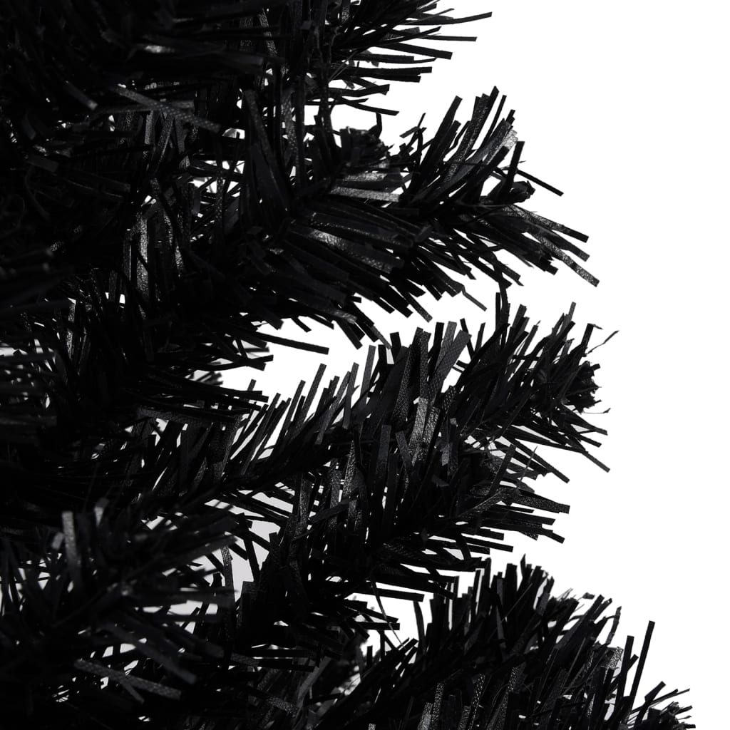 VidaXL Kunstkerstboom met verlichting en kerstballen 240 cm PVC zwart