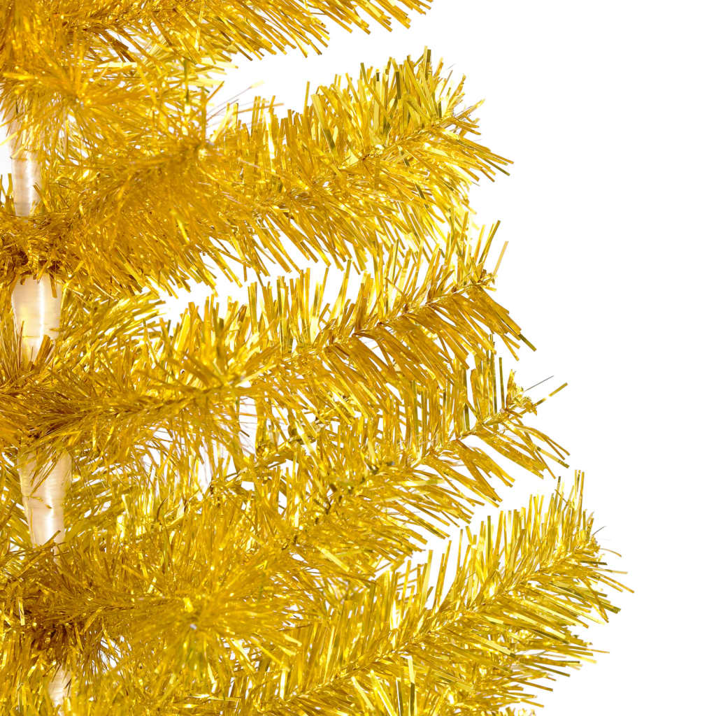 VidaXL Kunstkerstboom met verlichting en kerstballen 210 cm PET goud