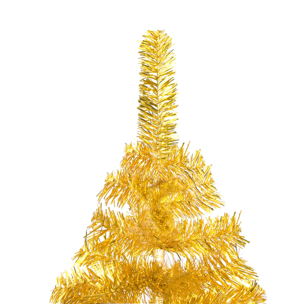 VidaXL Kunstkerstboom met verlichting en kerstballen 210 cm PET goud