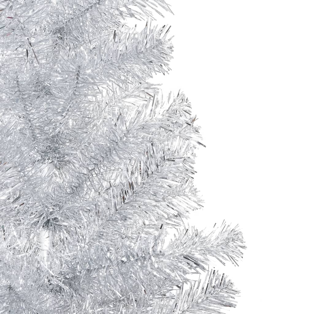 VidaXL Kunstkerstboom met verlichting en kerstballen 210 cm PET zilver