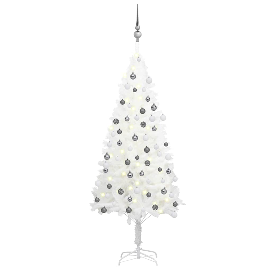 Vidaxl kunstkerstboom met verlichting en kerstballen 120 cm wit