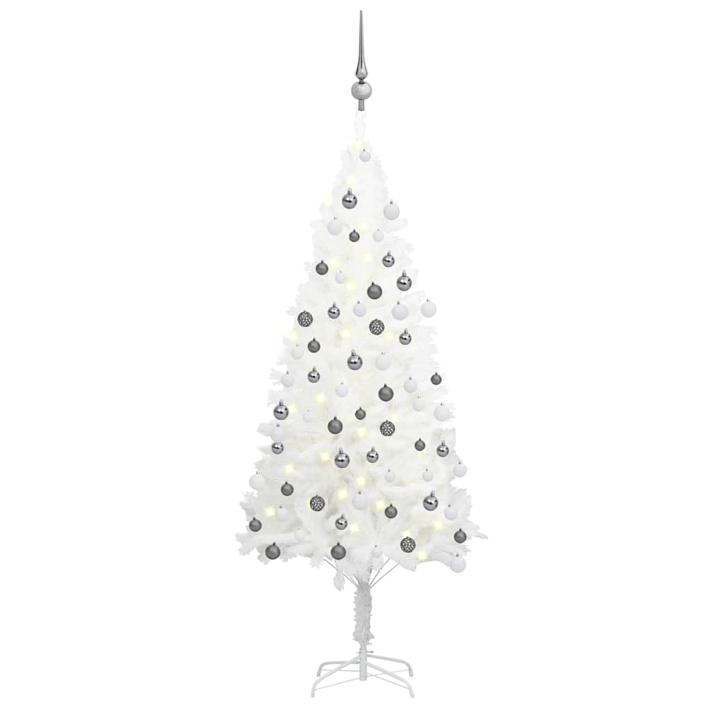 Vidaxl kunstkerstboom met verlichting en kerstballen 120 cm wit