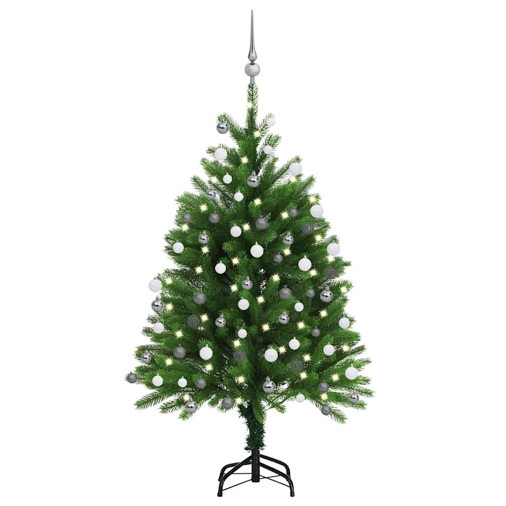 Vidaxl kunstkerstboom met verlichting en kerstballen 120 cm groen
