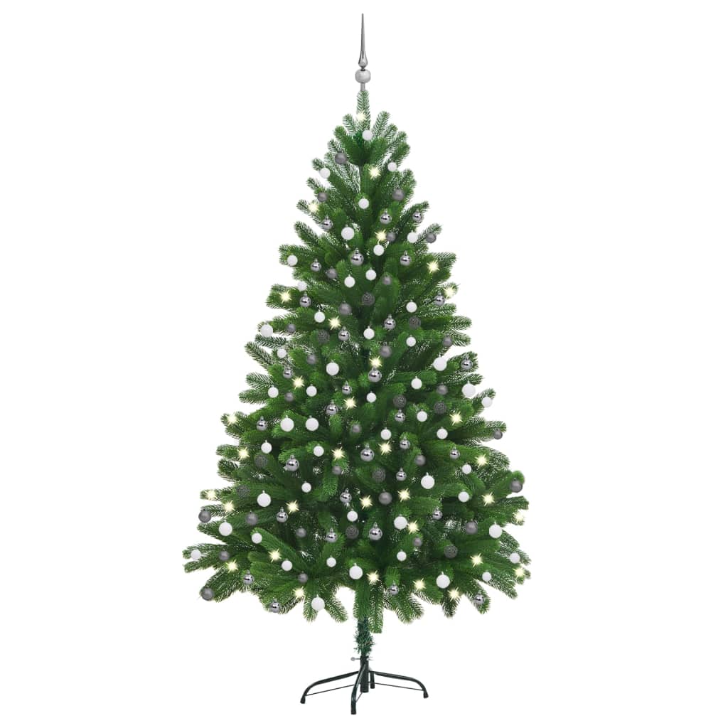 VidaXL Kunstkerstboom met verlichting en kerstballen 210 cm groen