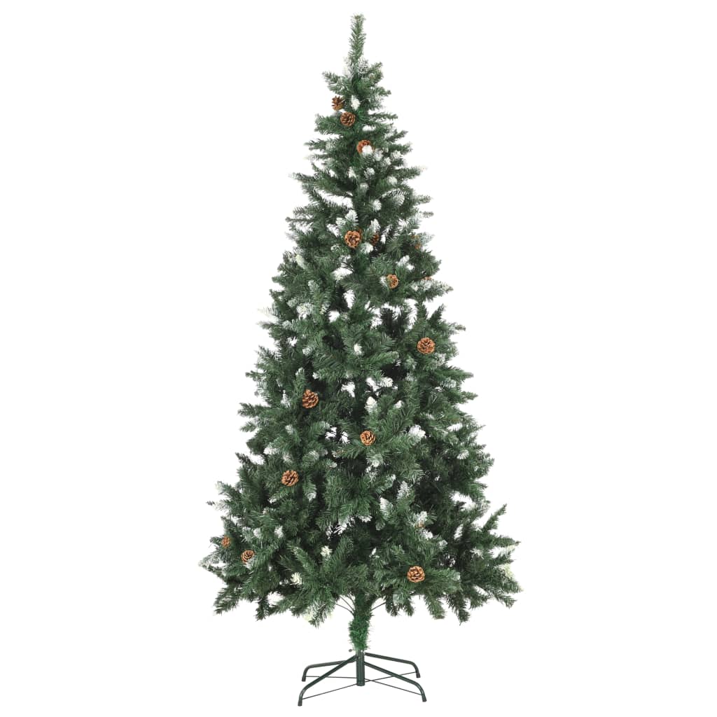VidaXL Kunstkerstboom met verlichting en dennenappels 210 cm