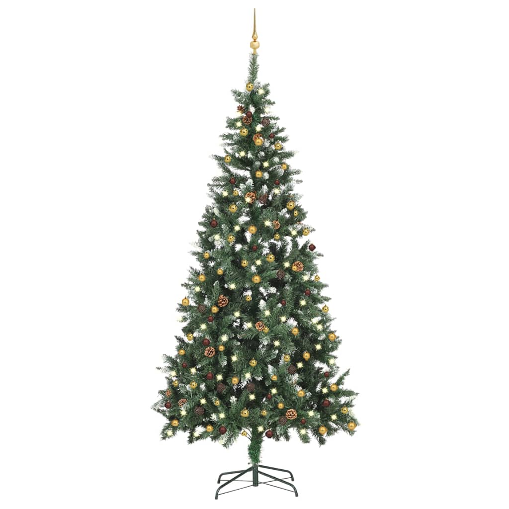 VidaXL Kunstkerstboom met verlichting en kerstballen 210 cm