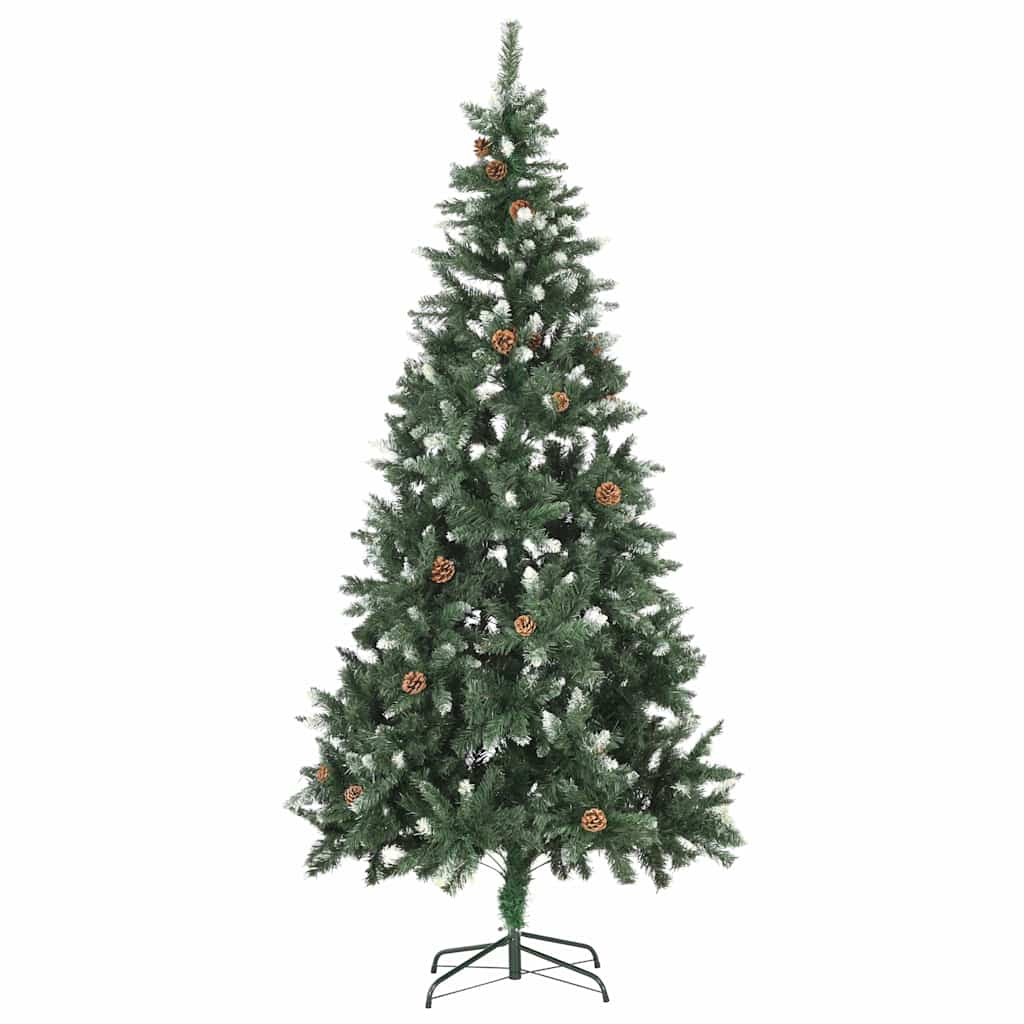 Vidaxl kunstkerstboom met verlichting kerstballen dennenappels 210 cm