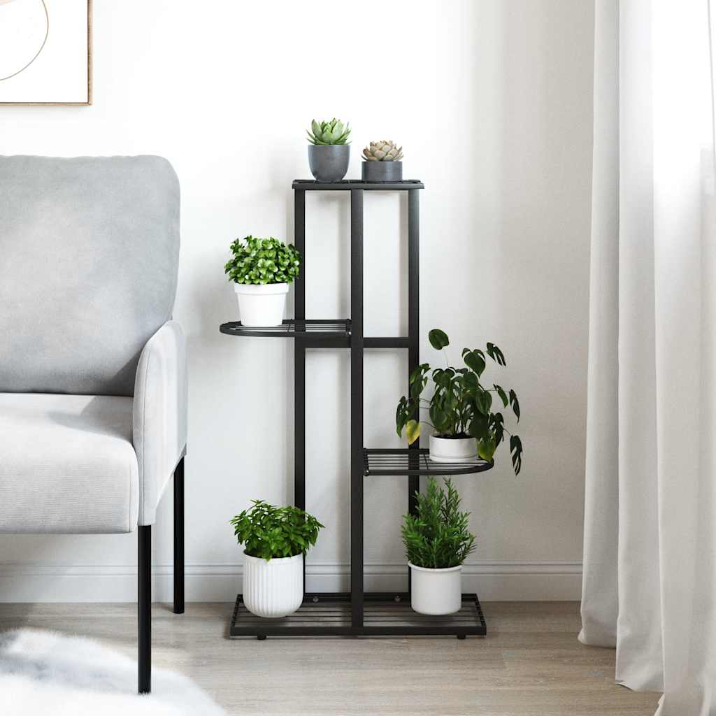 Vidaxl bloemenstandaard met 4 lagen 43x22x76 cm metaal zwart
