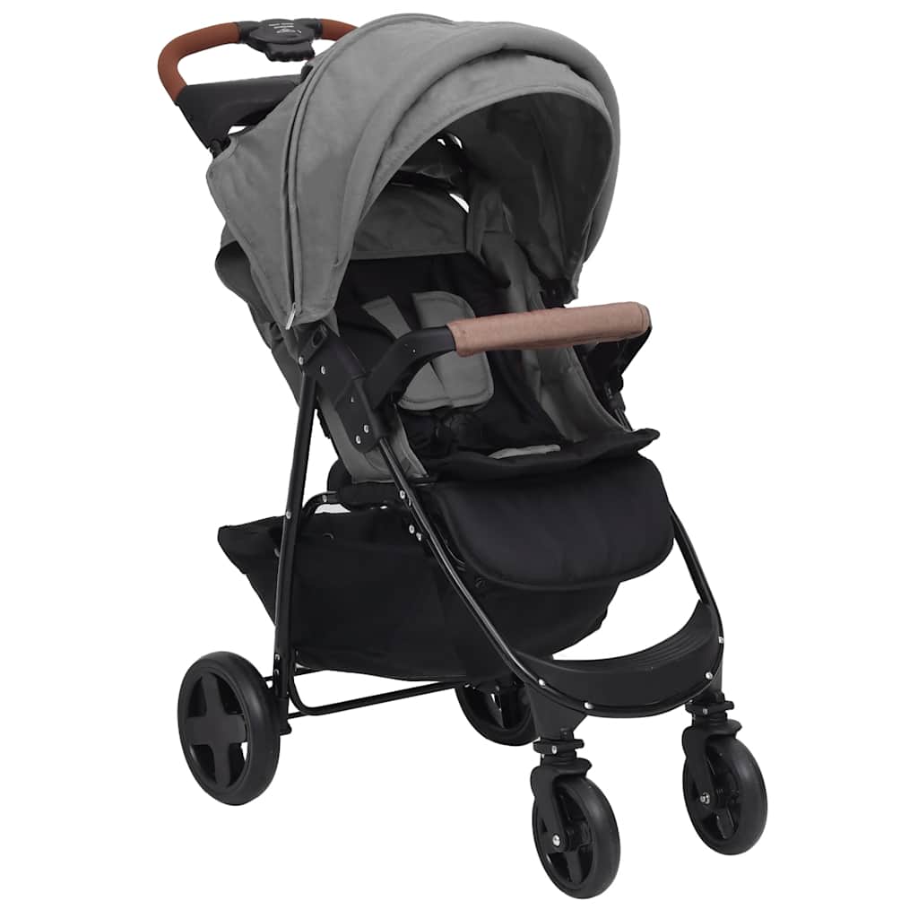 Vidaxl kinderwagen 3-in-1 staal lichtgrijs