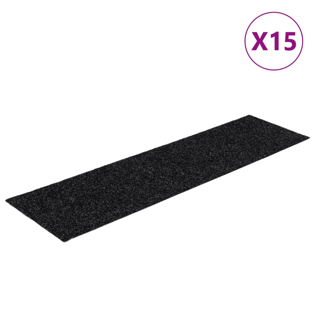 Vidaxl 15 st trapmatten zelfklevende rechthoekig 76x20 cm zwart