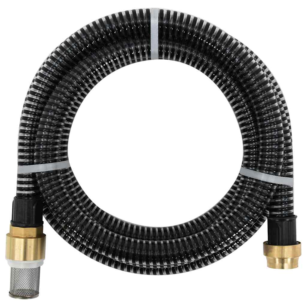 Vidaxl zuigslang met messing koppelingen 1,1'' 25 m pvc zwart