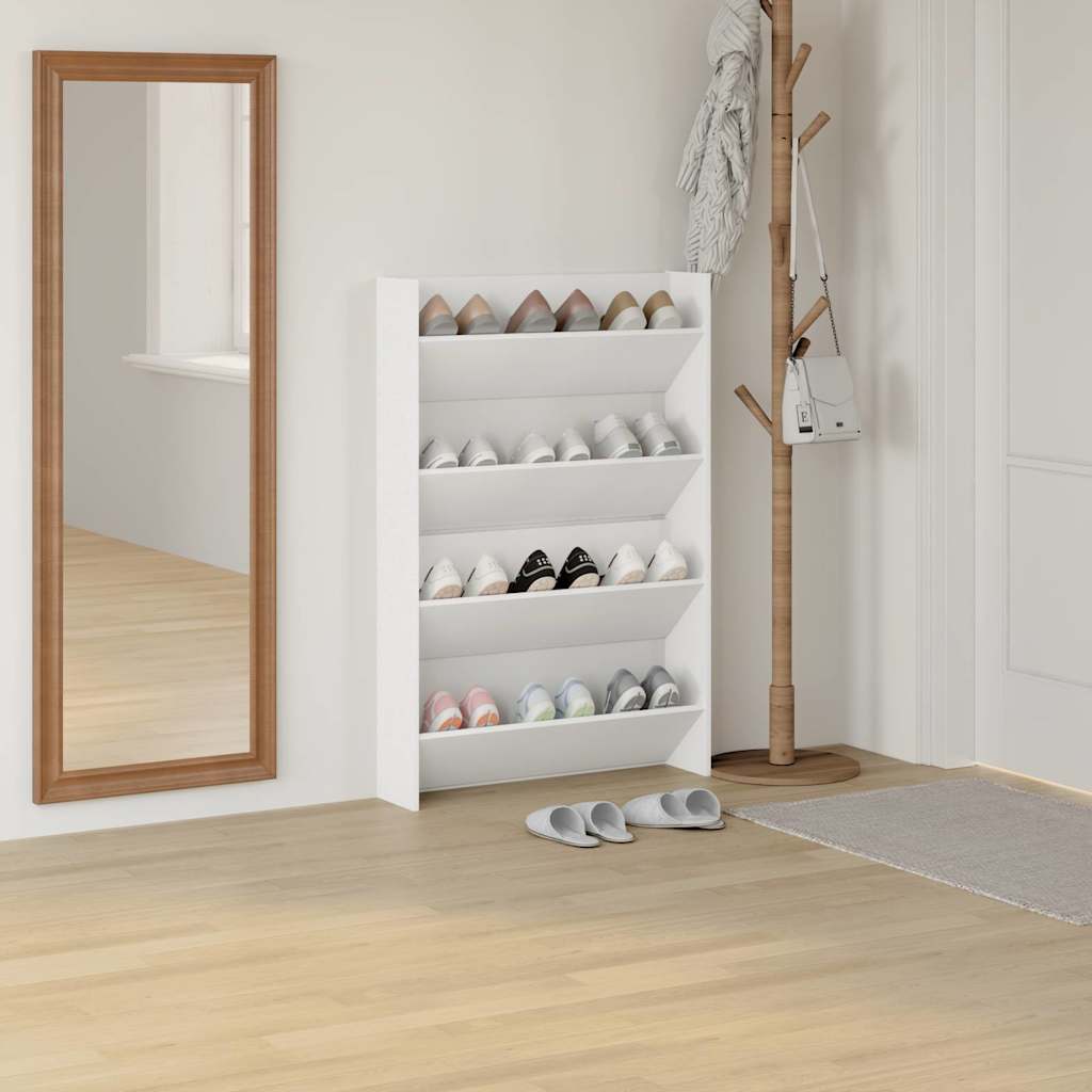 Vidaxl wandschoenenkasten 2 st 80x18x60 cm spaanplaat wit