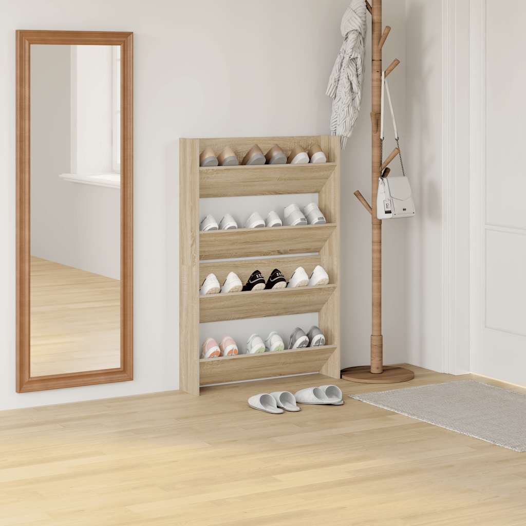 Vidaxl wandschoenenkasten 2 st 80x18x60 cm spaanplaat sonoma eiken