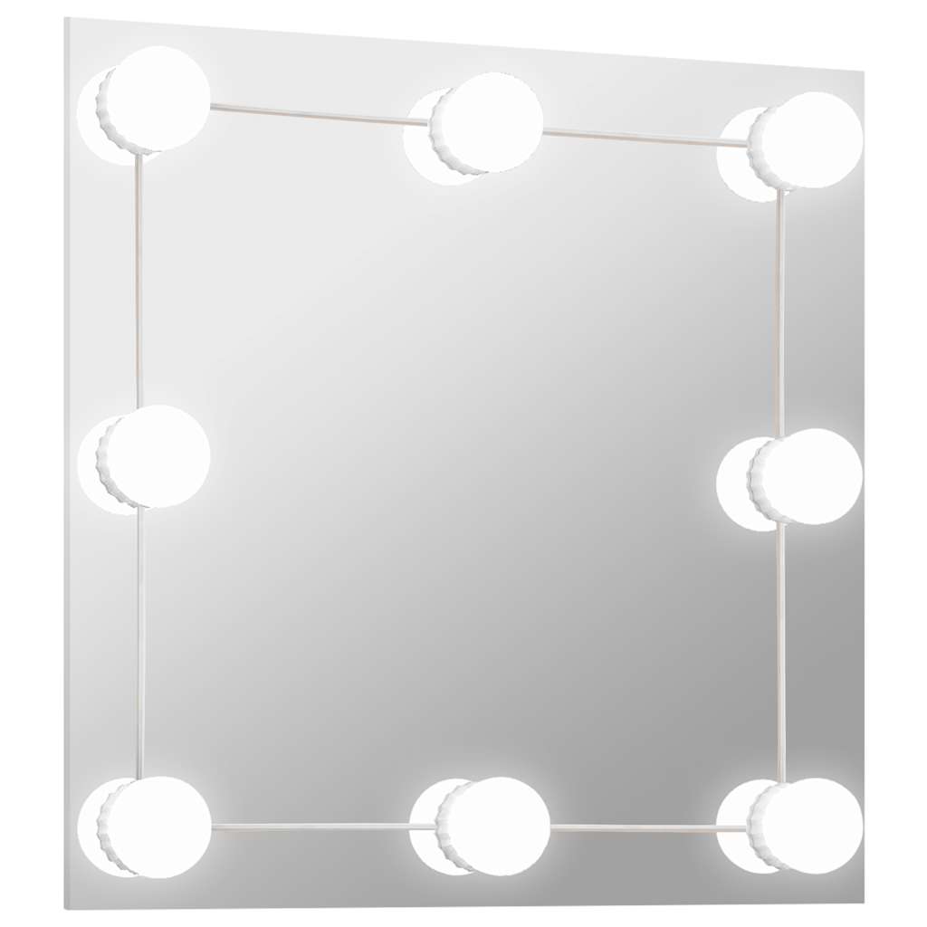 Vidaxl wandspiegel met led-lampen vierkant glas