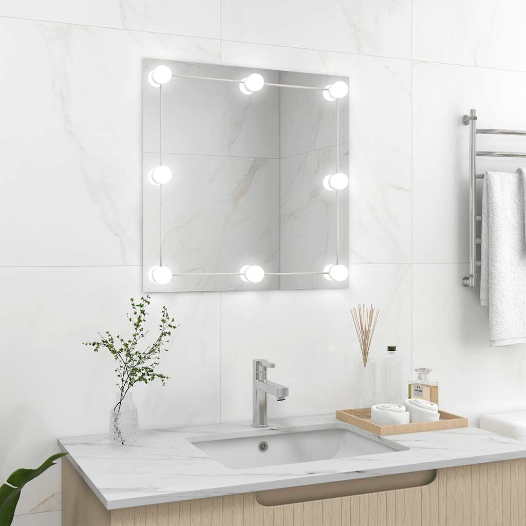 Vidaxl wandspiegel met led-lampen vierkant glas