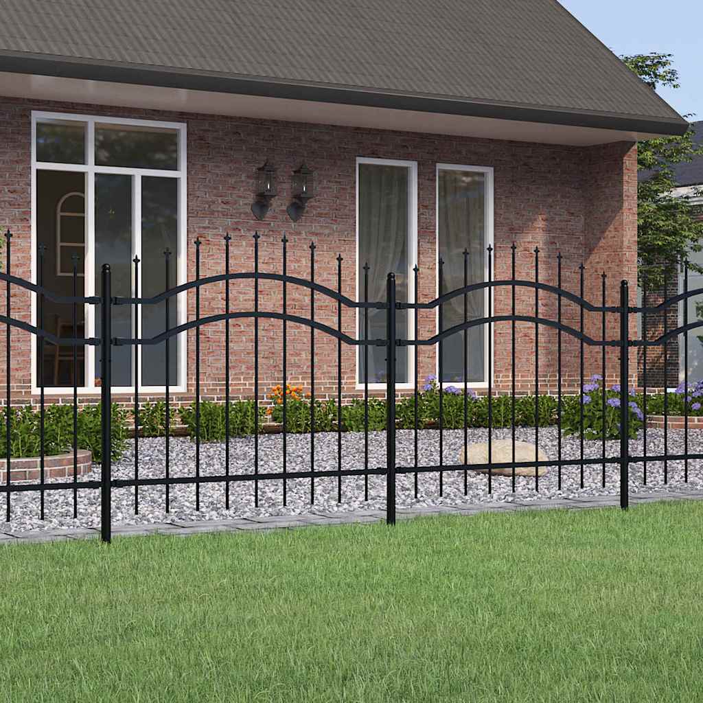 Vidaxl tuinhek met speerpunt zwart 239x100 cm gepoedercoat staal