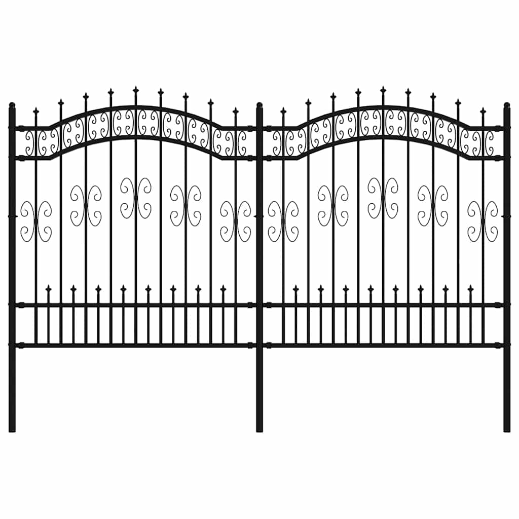 Vidaxl tuinhek met speerpunt zwart 240x125 cm gepoedercoat staal