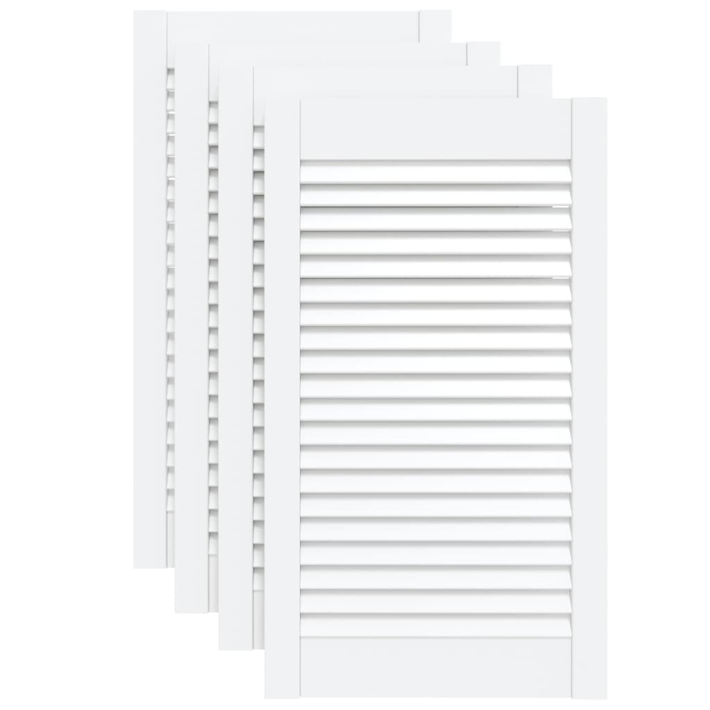 Vidaxl kastdeuren met lamellen 4 st 69x39,4 cm massief groenenhout wit