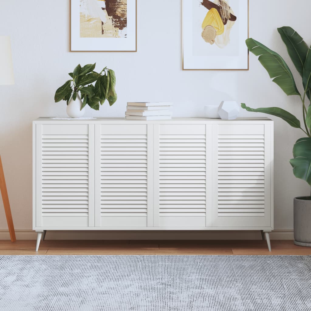 Vidaxl kastdeuren met lamellen 4 st 69x39,4 cm massief groenenhout wit