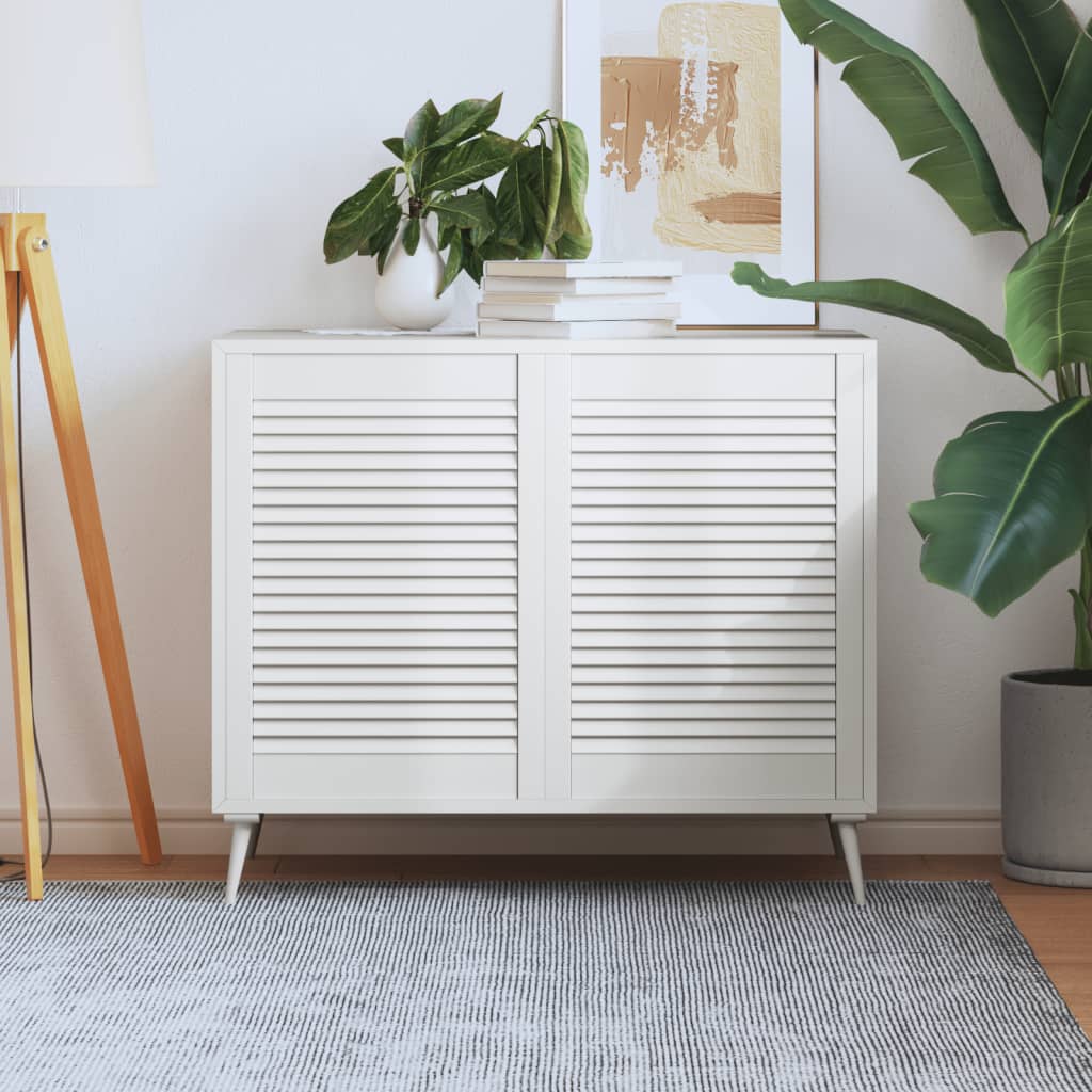 Vidaxl kastdeuren met lamellen 2 st 69x49,4 cm massief groenenhout wit