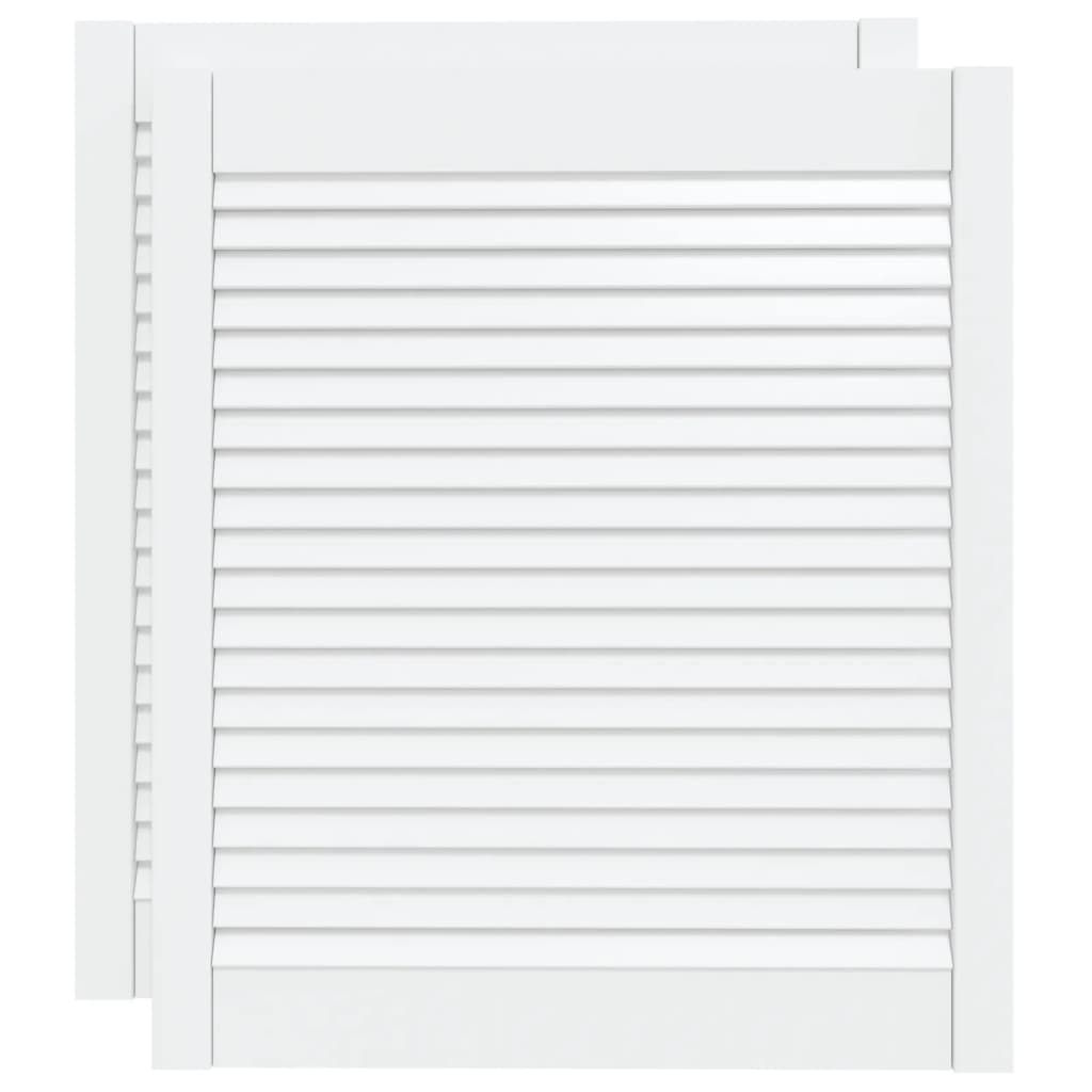 Vidaxl kastdeuren met lamellen 2 st 69x59,4 cm massief groenenhout wit