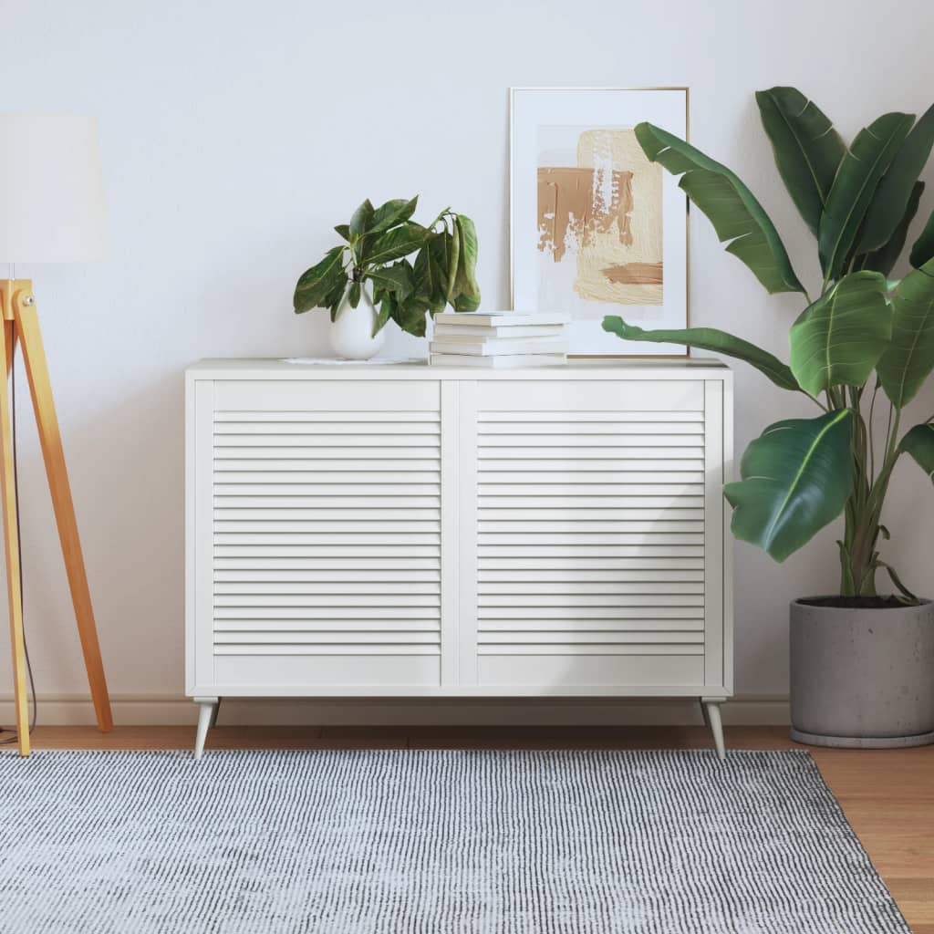Vidaxl kastdeuren met lamellen 2 st 69x59,4 cm massief groenenhout wit