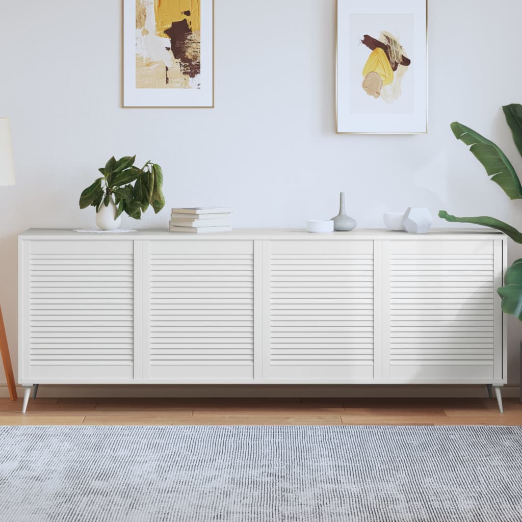 Vidaxl kastdeuren met lamellen 4 st 69x59,4 cm massief groenenhout wit