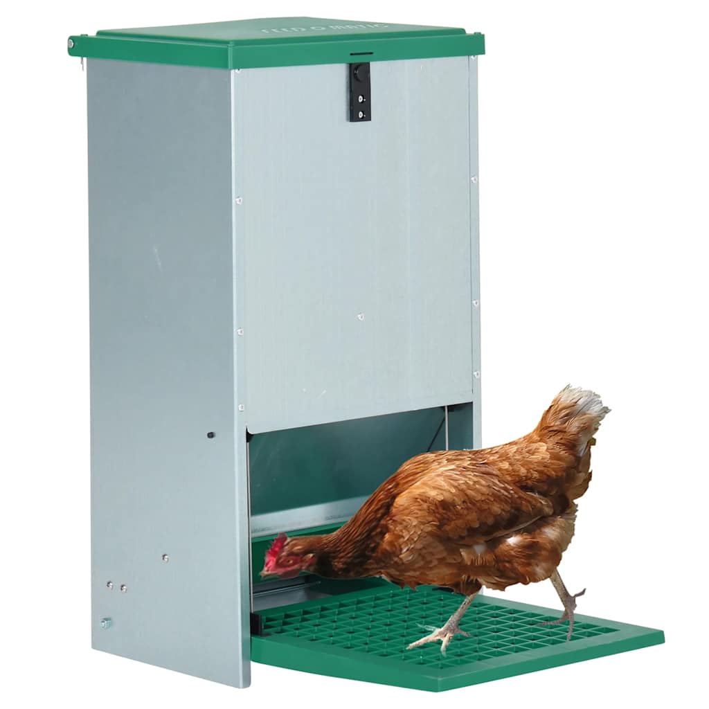 Vidaxl pluimveevoerbak automatisch met pedaal 20 kg